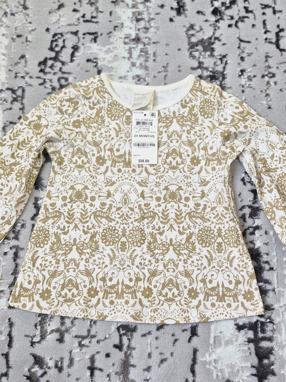 First Impressions 24 Months Baby Girl Toddler Shirt Top Blouse Beige Gold animal